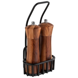 Set menaj pentru sare si piper APS 40416 URBAN, 3 piese, din lemn de acacia