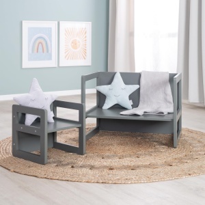 Set mobilier copii Roba 3in1 multifunctional lemn MDF culoare antracit - Img 2