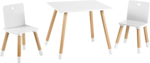 Set mobilier pentru copii roba - 2 scaune si masa - AlbNatur
