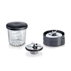 Set multifunctional pentru maruntire Bosch MUZ45XCG1, 3-in-1, recipient din sticla, negru