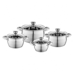 Set oale Florina Oliver 4 piese din inox capac din sticla compatibil cu inductie