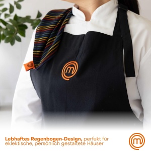 Set prosoape de bucatarie MasterChef, 4 buc, 100 bumbac, negru, design curcubeu - Img 3