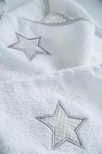 Set prosop pentru bebelusi roba Little Stars 3 piese bumbac frotir alb cu model stele - Img 3