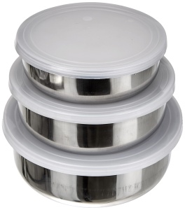 Set recipiente Ibili 712000 din otel inoxidabil 3 bucati capac din plastic