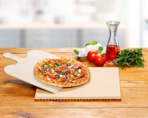 Set Rommelsbacher PS 16 Pizza si Paine Piatra Schamotte Naturala 35x35 cm cu Paleta din Lemn - Img 2