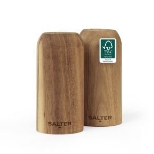 Set sare si piper Salter Toronto din lemn de acacia, 2 bucati, 9 cm