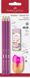 Set scolari Faber-Castell 5 piese cu 3 creioane HB, anspitzer si radiera - Img 4