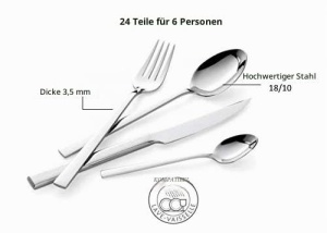 Set Tacamuri Lagostina Giada din Otel Inoxidabil 1810 pentru 6 Persoane, 24 Piese - Img 3