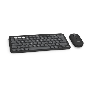 Set Tastatura si Mouse Logitech Pebble 2, AZERTY, Grafit, Design Slim