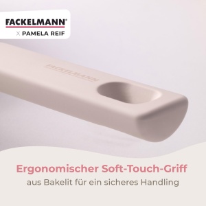 Set tigai Fackelmann x Pamela Reif 3 piese O 20-24-28 cm aluminiu reciclat bej pastel acoperire ceramica fara PFAS - Img 6