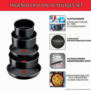 Set tigai Tefal Ingenio Easy ON, 10 piese, antiaderente, 24 si 28 cm - Img 3