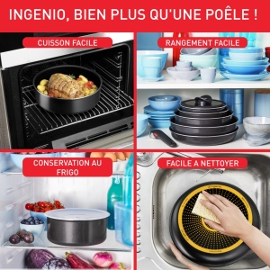 Set tigai Tefal Ingenio Easy On 2228 cm maner detasabil antiaderente fara PFOA - Img 5