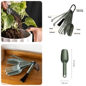 Set unelte pentru ingrijirea plantelor de interior Fiskars Urban Plant Care, 5 piese, otel inoxidabil, design compact, verde oliv, 1080778 - Img 4