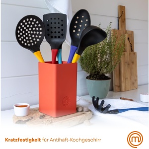Set ustensile de bucatarie MasterChef cu suport, 6 piese, rosii - Img 3