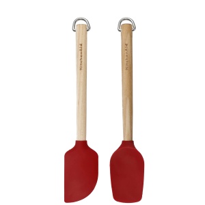 Set ustensile KitchenAid Mini din lemn de mesteacan rosu 2 piese
