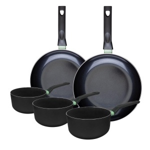 Set vase de gatit Fackelmann 9430850 5 piese aluminiu reciclat antiaderent compatibil inductie