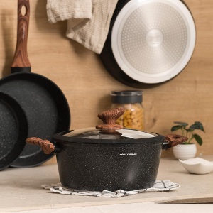 Set vase de gatit Florina Master Black 6 piese aluminiu compatibil inductie - Img 2