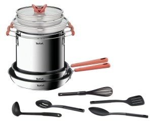 Set vase de gatit Tefal OptiSpace G721SD 13 piese otel inoxidabil compatibil inductie