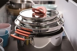 Set vase de gatit Tefal OptiSpace G721SD 13 piese otel inoxidabil compatibil inductie - Img 11