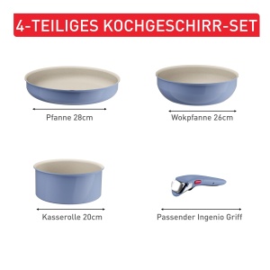 Set vase Tefal Ingenio Serenity L8294S04 4 piese antiaderent compatibil toate tipurile de plite albastru - Img 8