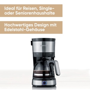 SEVERIN Aparat de cafea compact, cafea aromata cu aparat de cafea pentru pana la 4 cani, aparat de cafea la filtru cu filtru pivotant permanent, otel inoxidabil/negru, KA 4808 - Img 2