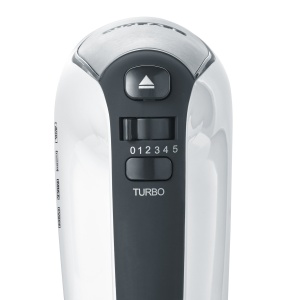 SEVERIN Mixer de mana, mixer de mana cu 5 setari de viteza, mixer de mana practic cu 2 teluri din otel inoxidabil si carlige de aluat, 400 W, alb-negru / otel inoxidabil, HM 3830 - Img 5