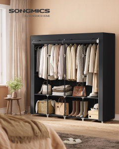 Sifonier portabil SONGMICS URYG094B02, 4 bare de haine, 4 rafturi, capacitate mare, negru - Img 2