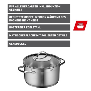 Silit Achat Oala 20cm cu Capac din Sticla Inductie 33L Otel Inoxidabil - Img 2