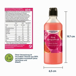 Sirop pentru bauturi SodaStream Pink Grapefruit, 4 x 440 ml, fara zahar - Img 2