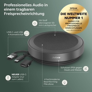 Sistem de difuzoare Jabra Speak2 75, 65 mm, Bluetooth, culoare gri - Img 2