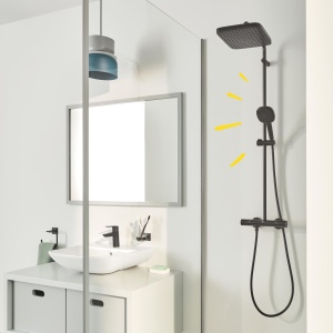 Sistem de dus GROHE Vitalio 250 cu termostat, negru, crom, 8lmin - Img 2