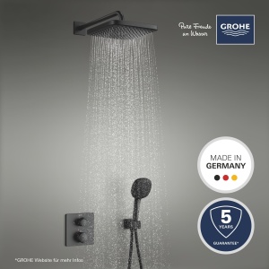 Sistem de dus incastrat GROHE Precision 250 25 cm negru mat cu termostat si functie de economisire a apei - Img 3