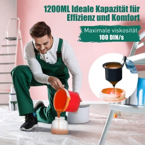 Sistem de pulverizare a vopselei HYCHIKA 600W, pulverizator de vopsea HVLP de 1200 ML, 3 modele de pulverizare, 4 duze si 2 instrumente de curatare, pistol de vopsea reglabil pentru pereti si lemn, metale - Img 5