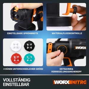 Sistem de vopsire cu pulverizare Worx WX020.9 Nitro, motor fara perii, 3 modele de pulverizare, 4 dimensiuni de duze - Img 4