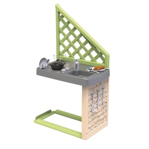 Smoby Life - Accesorii bucatarie de vara - Bucatarie de joaca in aer liber pentru copii cu gratar, chiuveta si accesorii - Potrivit pentru Neo Jura Lodge si alte case - Rezistent la UV si fabricat din plastic reciclat, de la 2 ani - Img 1