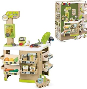 Smoby - Supermarket Fresh Market - Supermarket organic cu casa de marcat, cos de cumparaturi, multe accesorii si functii electronice, pentru copii de la 3 ani