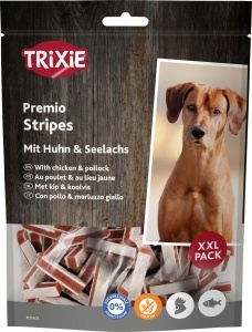 Snack pentru caini TRIXIE Stripes cu Pui si Seelachs - Glutenfrei, 300 g