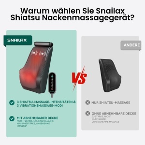 Snailax Shiatsu Nackenmassagegerat 3D Knet-Massagekissen cu incalzire si vibratii - Img 9