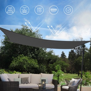SONGMICS Sonnensegel 2x2m HDPE Protectie UV Culoare Gri Fumuriu - Img 5