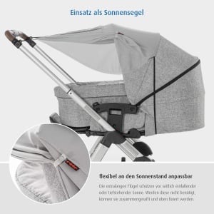 Sonnenschutz pentru copii reer ShineSafe, gri, UPF 50, cu sistem de prindere elastic - Img 6