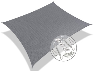 Sonnensegel VOUNOT cu Set de Montaj, 3x2,5m, Atmungsativ, Grau