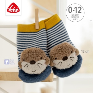 Sosete cu Rassel Otter Theo Activitate pentru bebelusi, 0-12 luni, din bumbac - Img 4