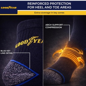 Sosete de lucru Goodyear, 5 perechi, negru, marimi UK 6-11EU 39-46 - Img 3