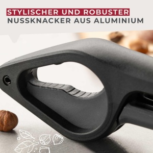 Spargatorul de nuci FACKELMANN din aluminiu - Spargator de nuci elegant potrivit pentru aproape toate nucile - Potrivit pentru nuci, alune & Co. - aprox. 31 x 6 x 3 cm, negru/gri - Img 5