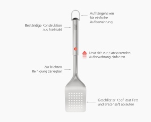 Spatula gratar Joseph Joseph GrillOut Telescopica Otel inoxidabil Argintiu - Img 4