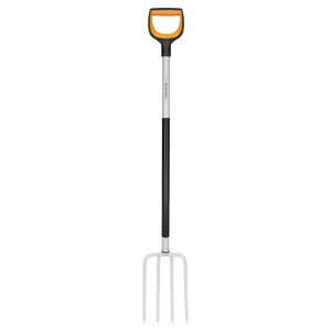 Spatula pentru gradinarit Fiskars Xact 120 cm, 4 zinken, otel de calitate, negruorange