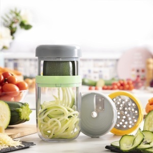 Spiralizator de legume InnovaGoods 3-in-1, manual, alb, multifunctional - Img 11