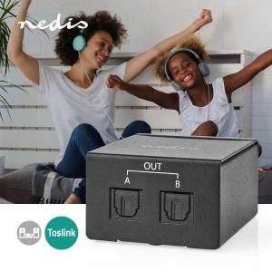 Splitter audio digital Nedis TosLink 2-Weg, 2 iesiri, metal, negru - Img 2