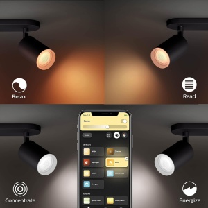 Spot LED inteligent Philips Hue Fugato, 350 lm, dimmabil, 16 milioane culori, negru - Img 3