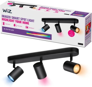 Spot LED WiZ Imageo 3 buc, dimmabil, 16 milioane culori, negru
